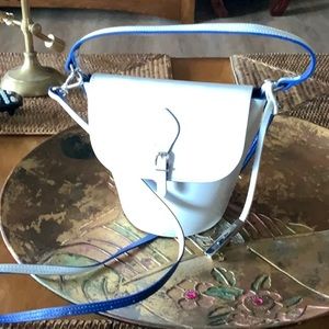 Genuine white and blue leather mini bag